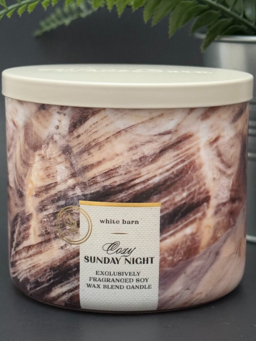 BBW Cozy Sunday Night White Barn Bath & Body Works 3 Wick Candle